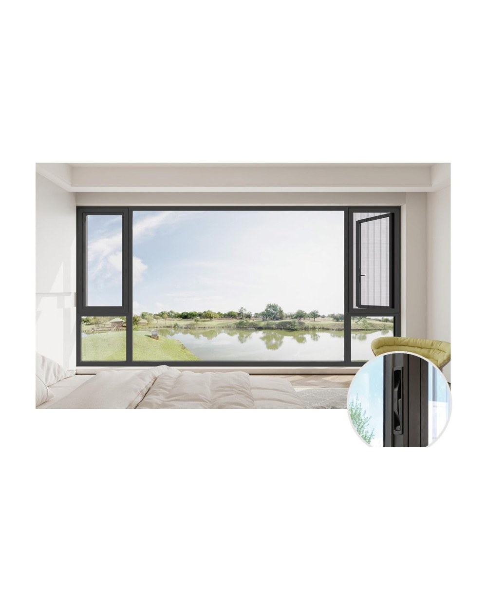 E8 Series Thermally Broken Outward Opening Window with Hidden Screen