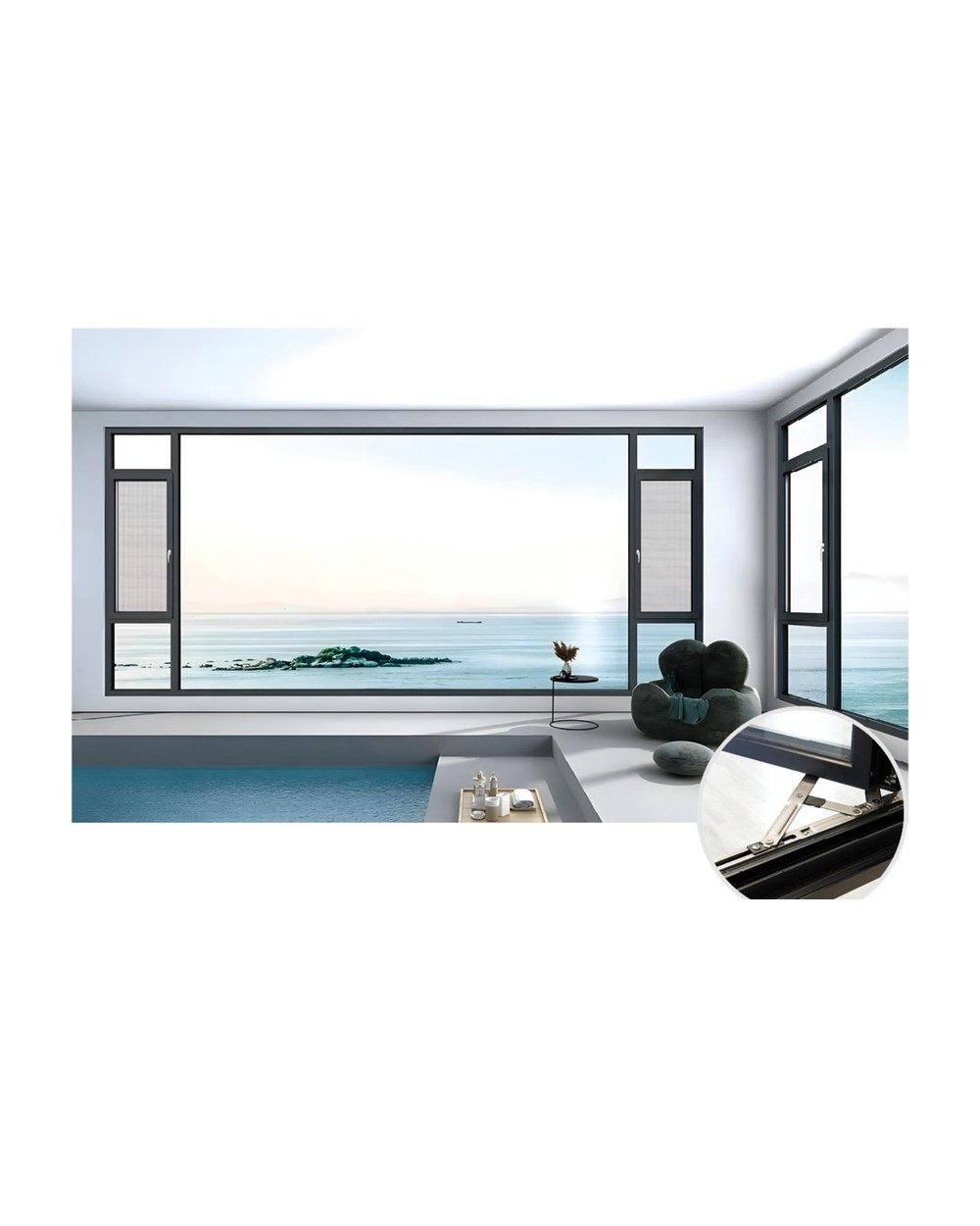 110 Series Thermally Broken Outward Opening Window with Screen