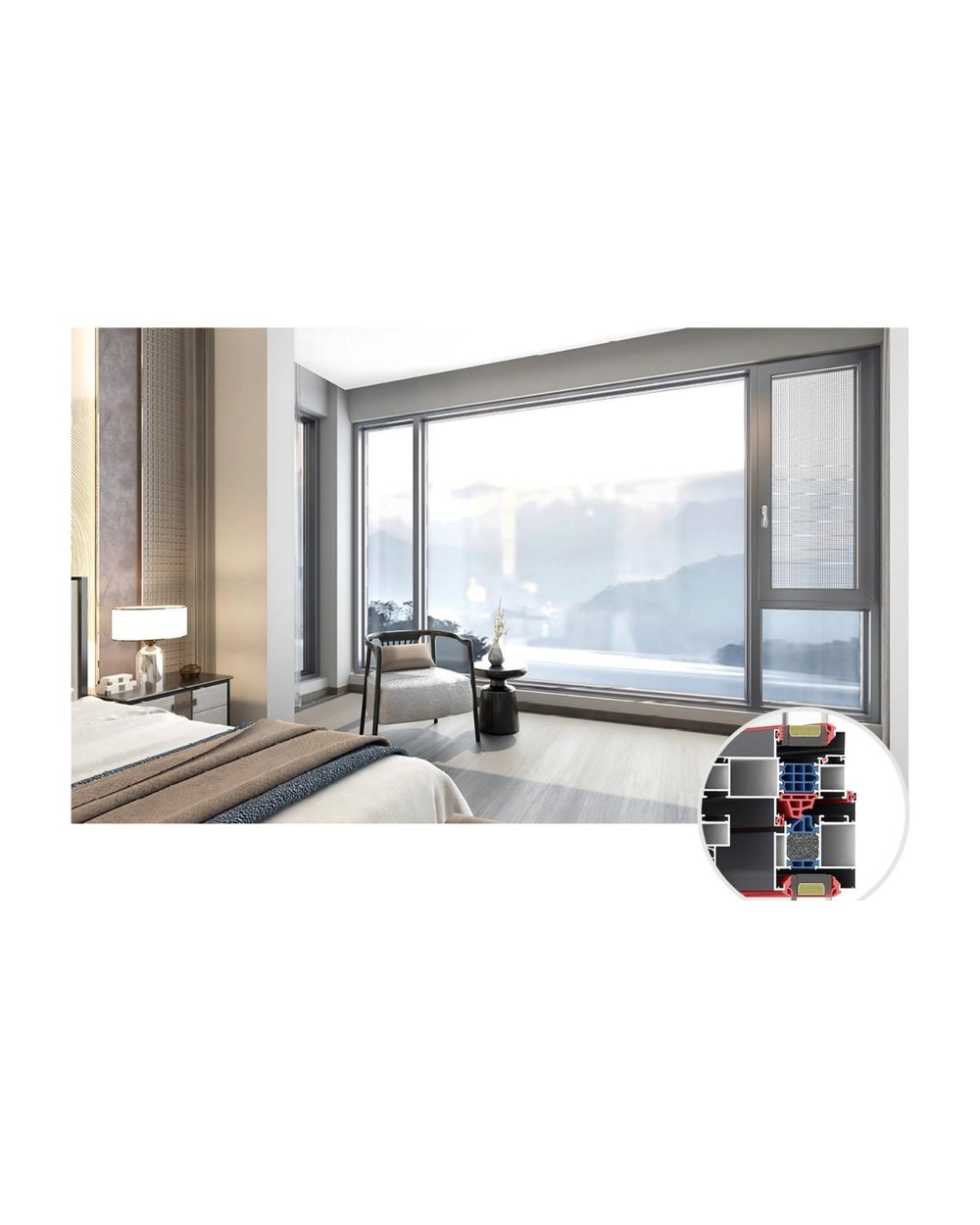 113 Series Thermally Broken Outward Opening Window with Screen