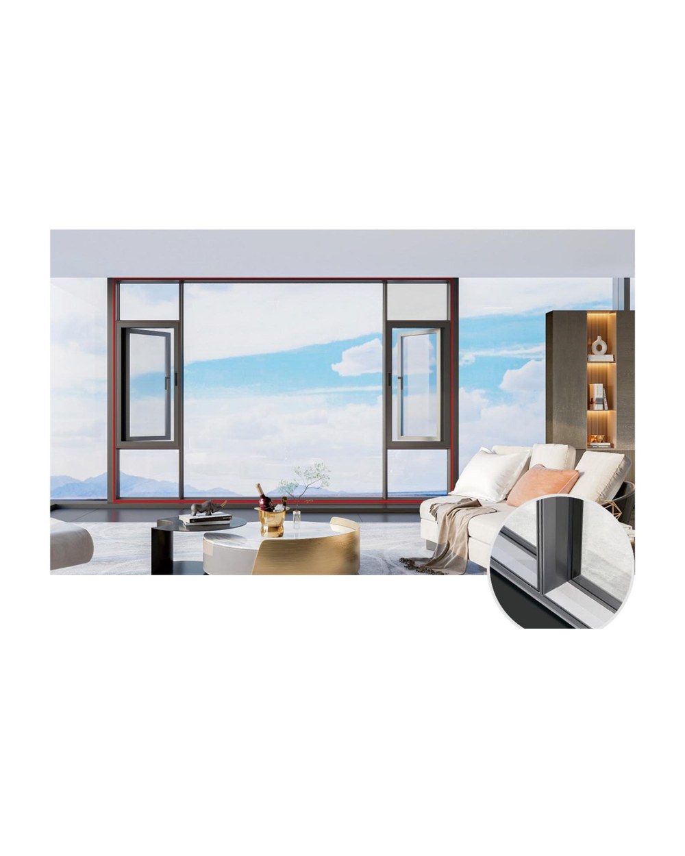 119 Series Thermally Broken Outward Opening Window with Screen